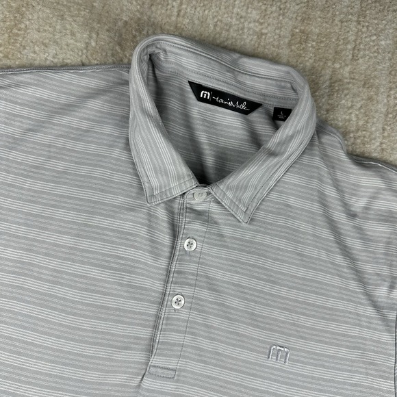 Travis Mathew Other - Travis Mathew Mens Polo Shirt Large Light Gray Golf Striped Short Sleeve Stretch